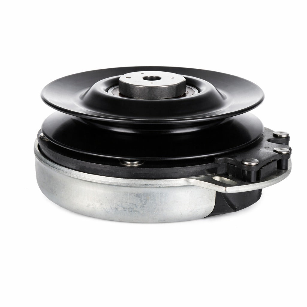 John Deere TCA14535 electric PTO clutch replacement with 6.10-inch pulley, 1-1/8 inch crankshaft bore, and CCW rotation, shown on white background.