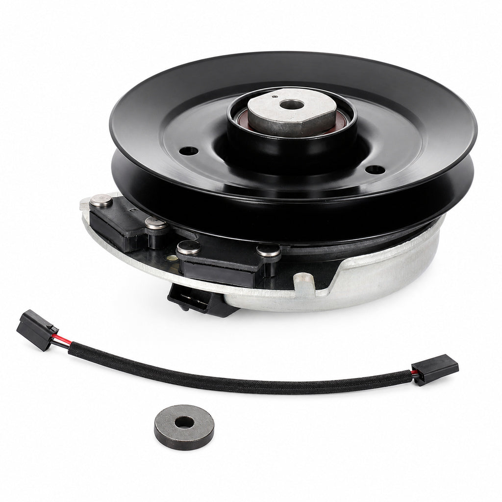 Aftermarket TCA23182 electric PTO clutch replacement for John Deere Quik-Trak 648R, 652B, 652R, and 661R with 1-1/8 inch bore and clockwise rotation.