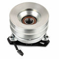 TR92D6885 electric PTO clutch replacement with double pulley system, 6.10-inch pulley setup, 1-inch crankshaft bore, and CCW rotation. Shown on white background.