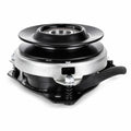 Aftermarket AM100979 electric PTO clutch replacement for John Deere STX38 yellow deck mowers with 1-inch bore, 5-3/8 inch pulley, counter-clockwise rotation, and connector style shown.