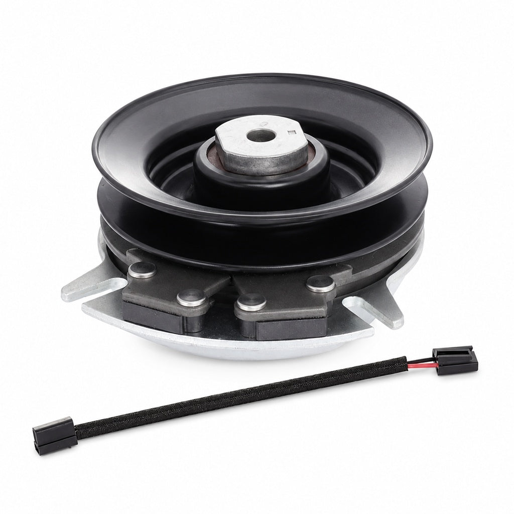AM119683 PTO clutch replacement for John Deere STX38 STX46 Black Deck showing 1 inch bore pulley and connector.