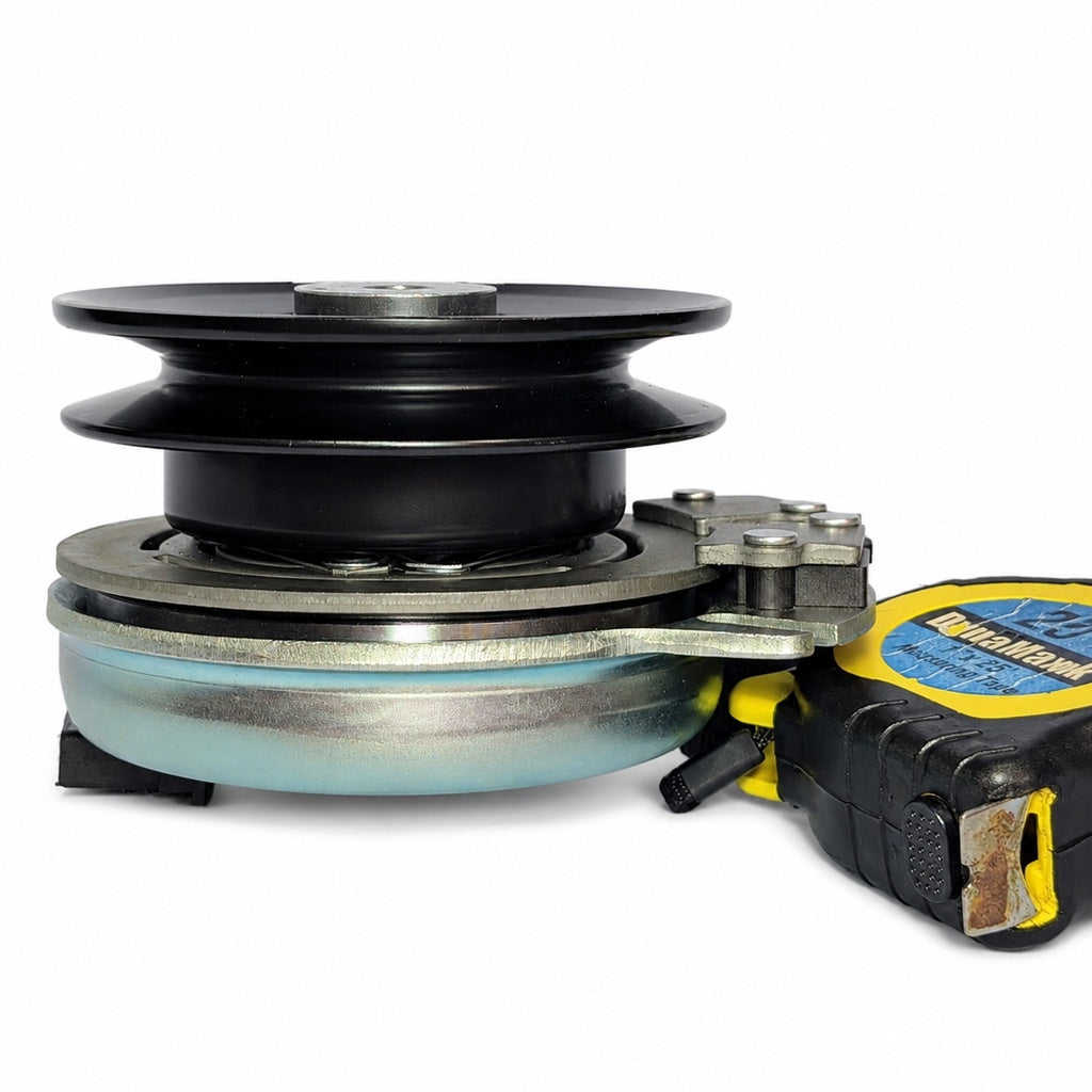 Side view of AM 121972 PTO clutch leaned on tape measure for better angle.