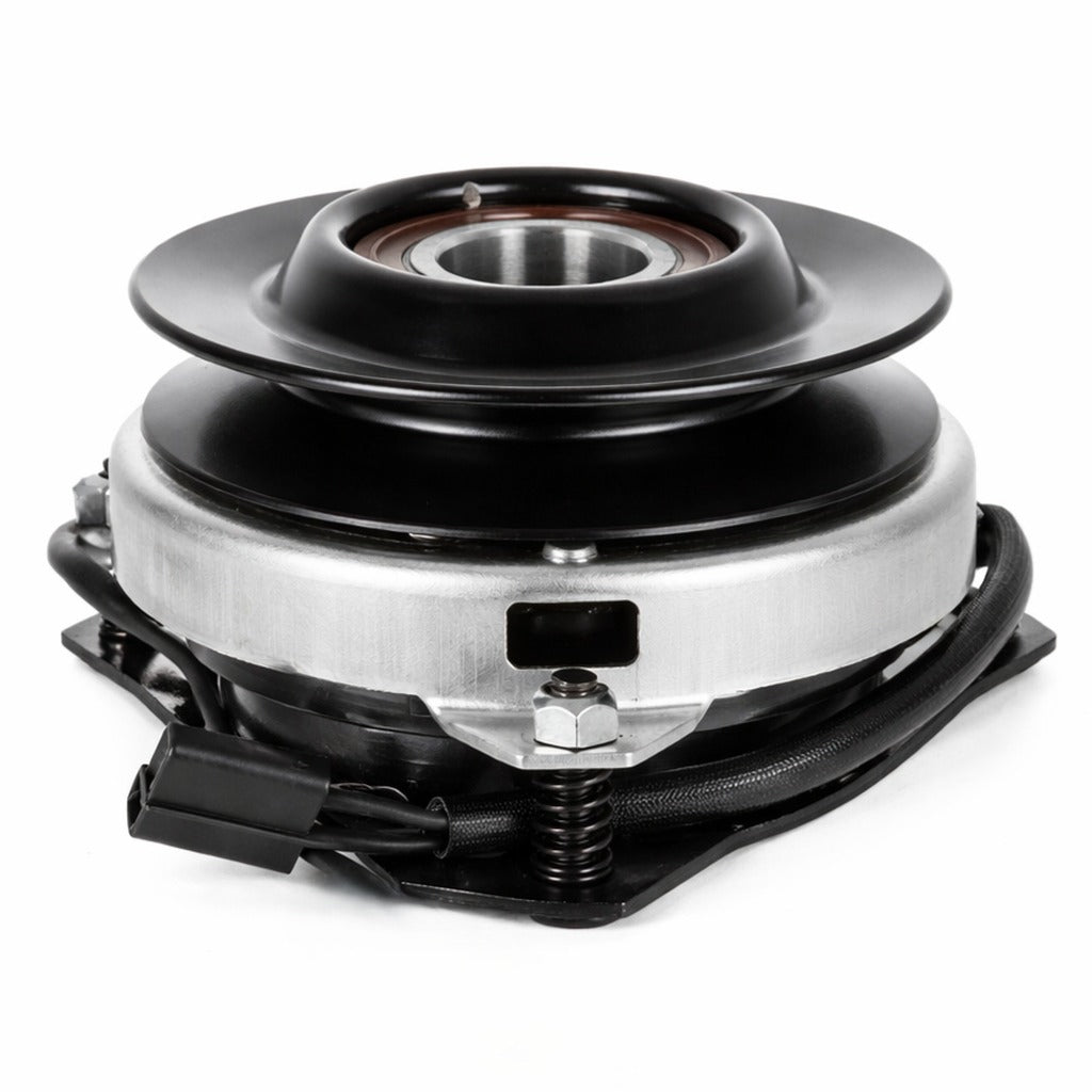 John Deere AM123123 electric PTO clutch replacement with 5.35-inch pulley, 1-1/8 inch crankshaft bore, and CCW rotation, shown on white background.