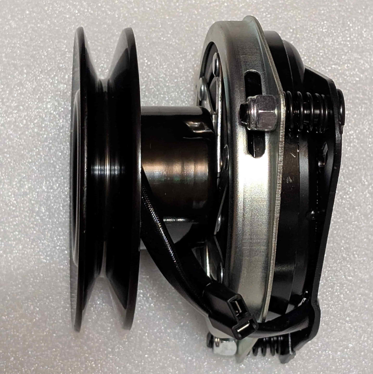 Side view of aftermarket PTO clutch replacement for John Deere AM130328 / Ogura MA-GT-JD24 showing pulley grove and clutch height