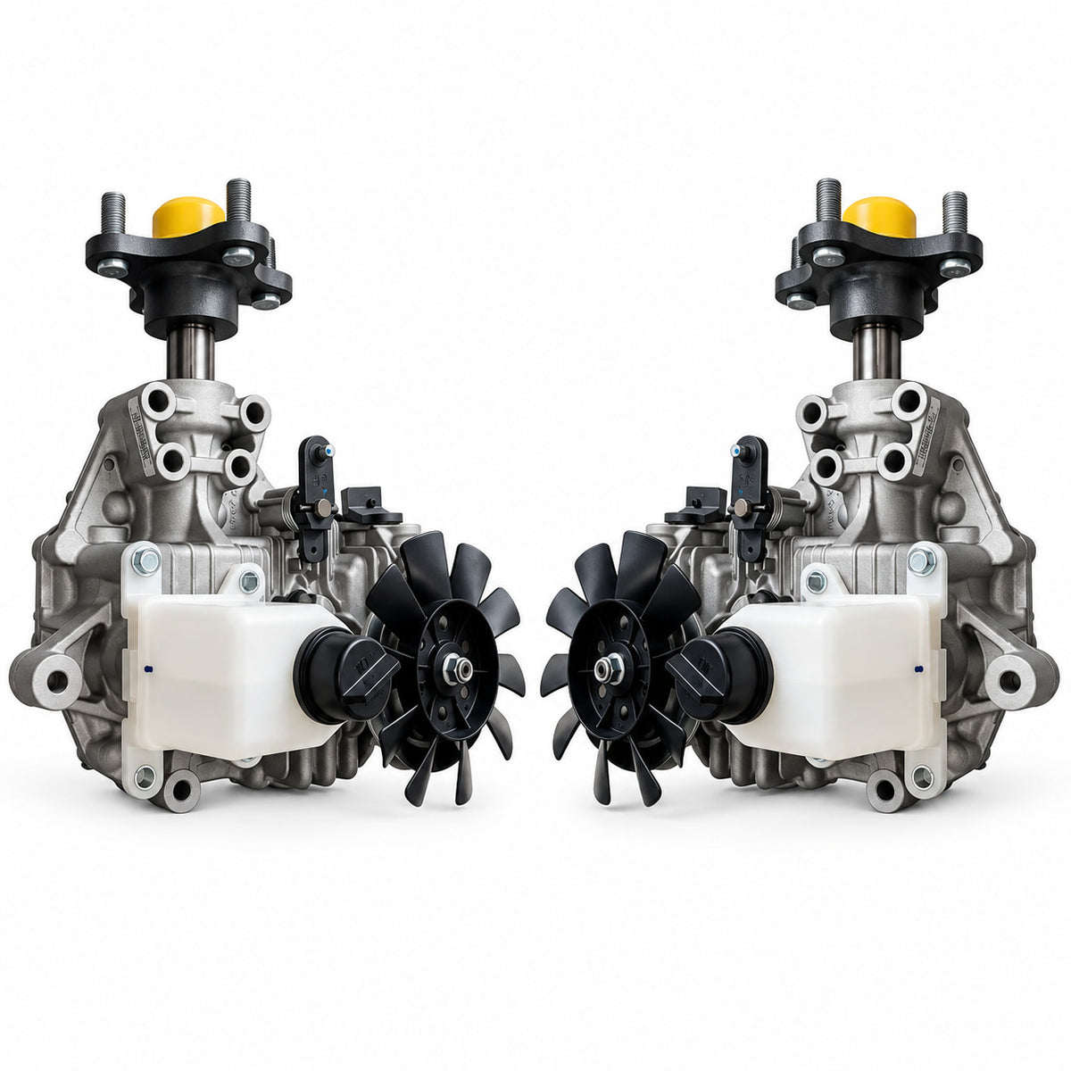 Left AUC15355 and right AUC15356 Tuff Torq transaxles for select John Deere Z515E and Z530M mowers