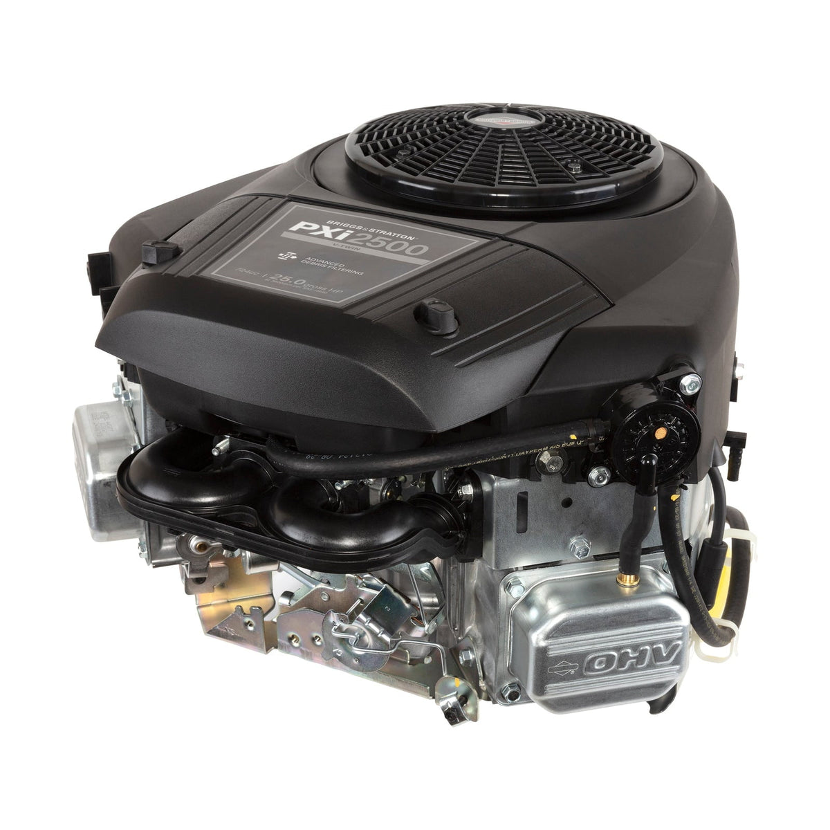 Briggs & Stratton 44S977-0033-G1 25 HP V-twin vertical-shaft replacement mower engine on a white background