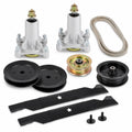 46-inch deck rebuild kit for Craftsman YT3000, YTS3000, Husqvarna YTH21K46, and Poulan PB195H46YT mowers with spindles, blades, pulleys, idlers, and deck belt.
