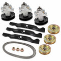 50-inch deck rebuild kit for Cub Cadet RZT 50, i1050, MTD, and Troy-Bilt mower decks with spindles, blades, idler pulleys, and 954-04044 deck belt.