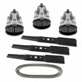54-inch deck rebuild kit for Cub Cadet RZT-S54 KW mower with three spindle assemblies, three blades, and 954-04329 deck belt.