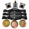 Husqvarna 54-inch deck rebuild kit with three spindles, three pulleys, three blades and a replacement deck belt