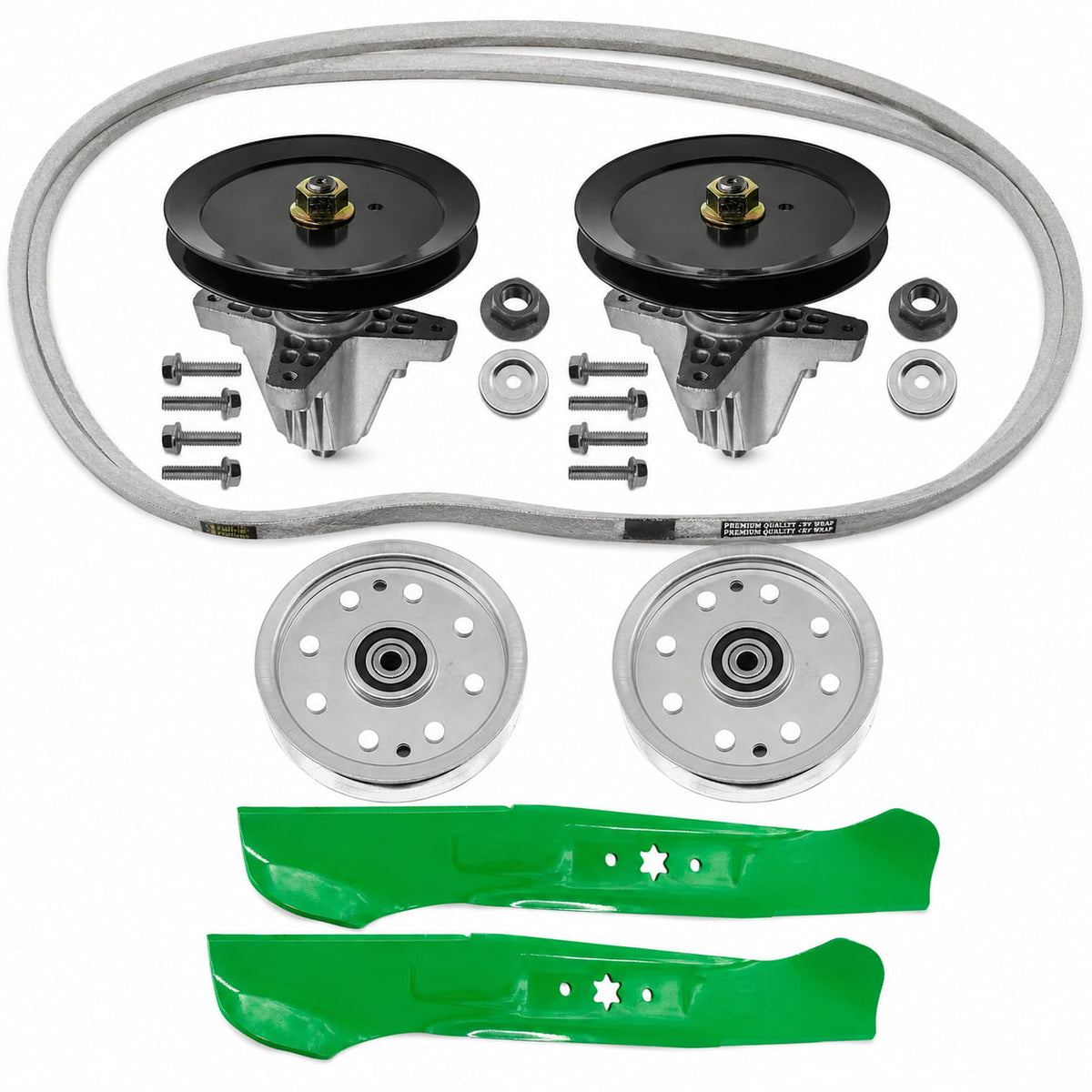 46-inch deck rebuild kit with green blades for Cub Cadet LTX1045, LTX1046, LTX1046M, and LTX1046VT mowers 