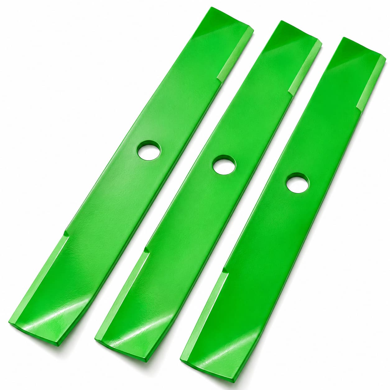 3-pack replacement mower blades M136195 and TCU30316 for select John Deere 54-inch mower decks.