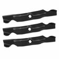 942-04053 3-pack mower blade set for Cub Cadet RZT 50, MTD, and Troy-Bilt 50-inch mower decks, replacing 742-04053A, 942-04053A, and related blade numbers.