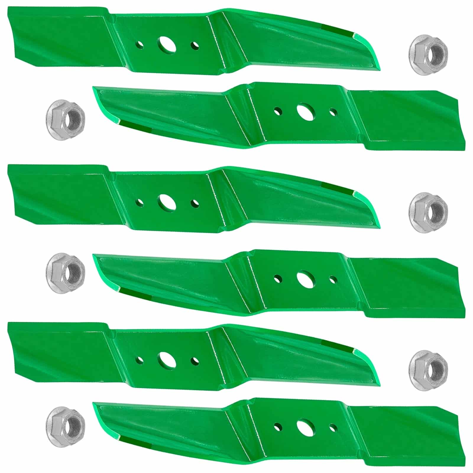 6-Pack High-lift Mower Blades 759-3939 / 759-3929 / OCC-742-3036 for Cub Cadet & White Outdoor 44-Inch Deck with Nuts.