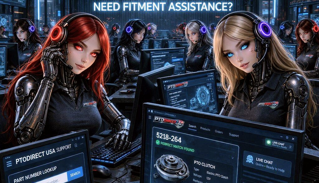 Two animated female customer service representatives ready to assist you with PTO clutch fitment.