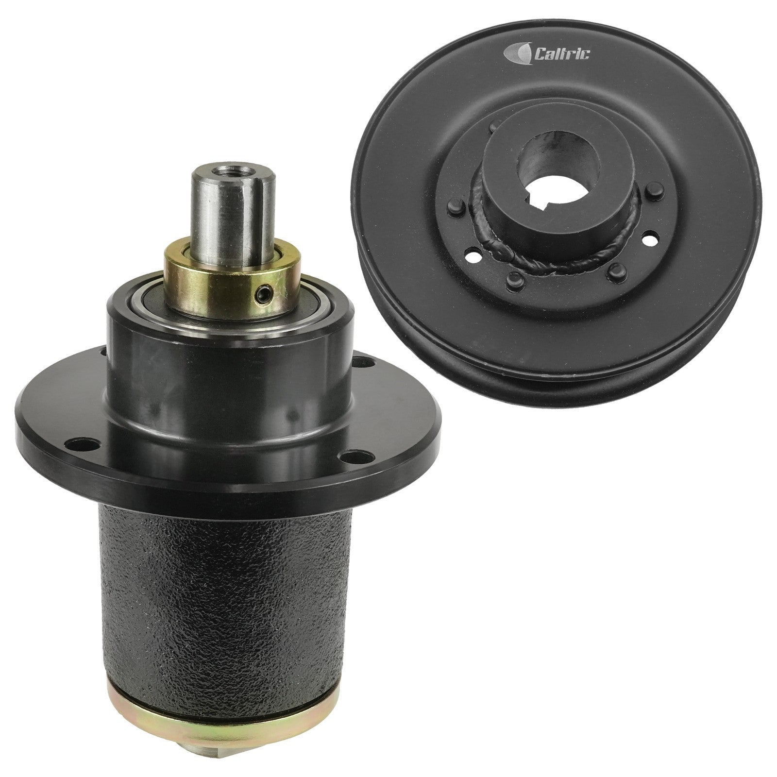 1 Spindle Assembly + Pulley 037-6015-00 spindle assembly for Bad Boy Husqvarna mower deck.
