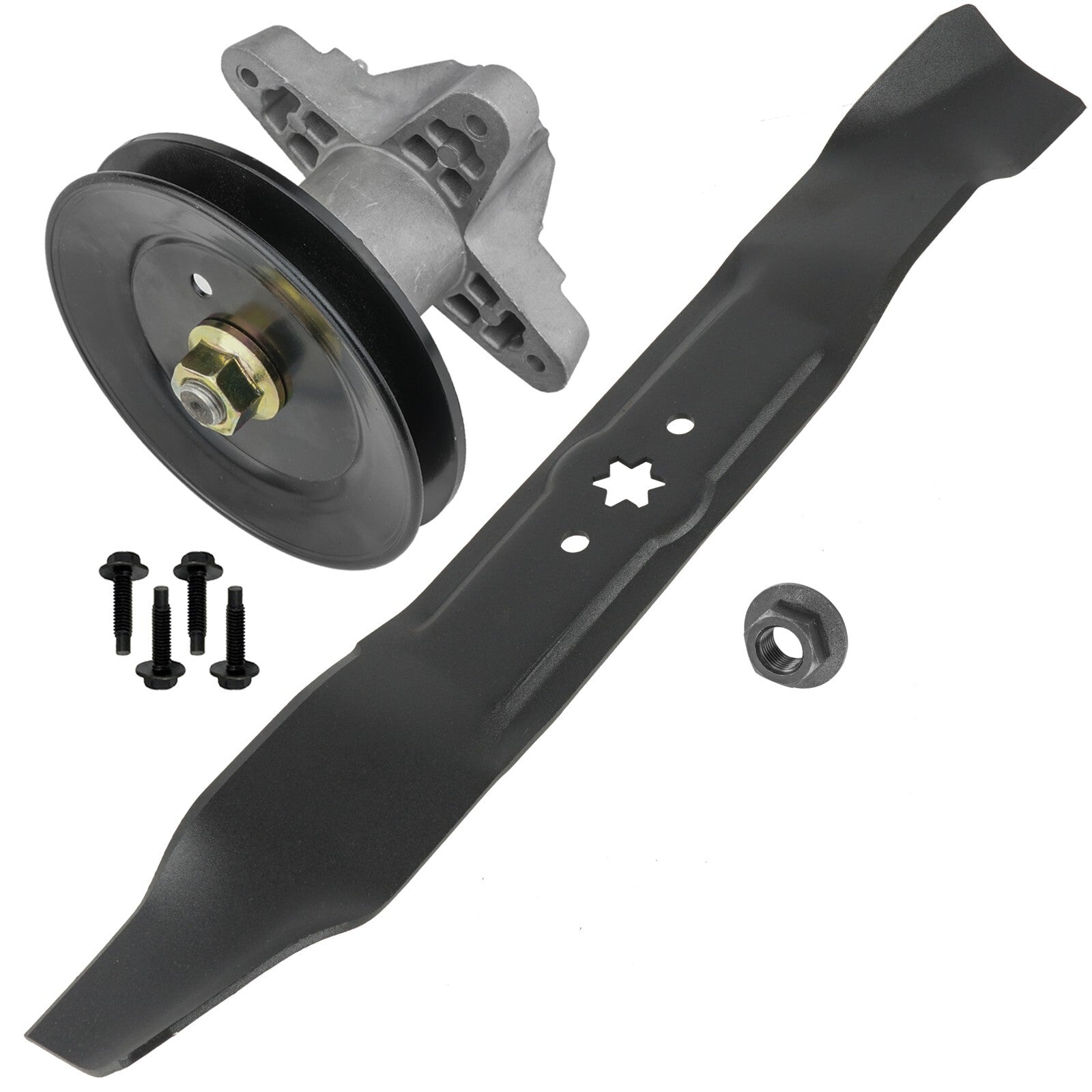 1 Spindle Assembly + Pulley + Blade 618-04197 spindle assembly for Cub Cadet MTD mower deck.