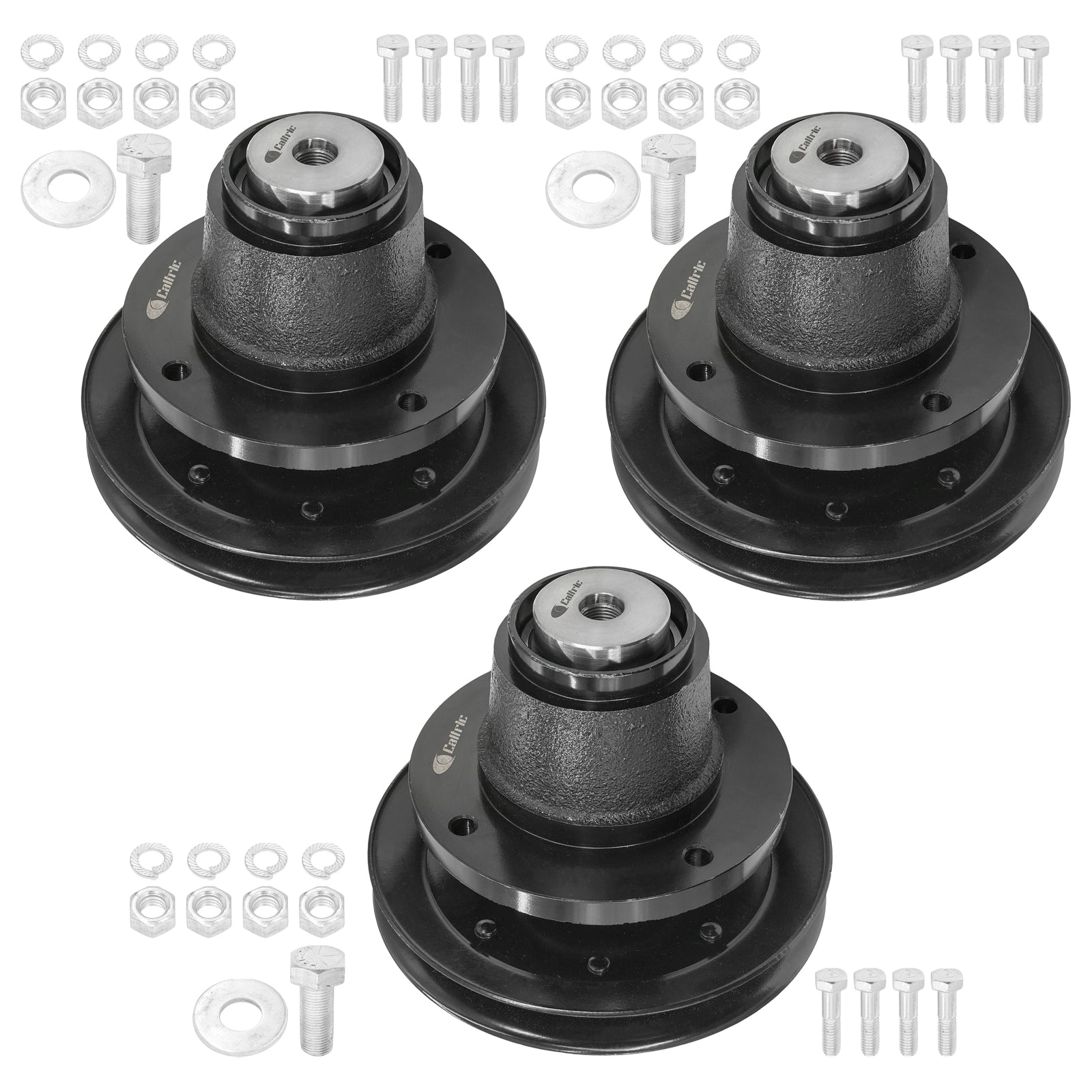 3 Spindle Assemblies + Pulley 539114599 spindle assembly for Dixon John Deere mower deck.