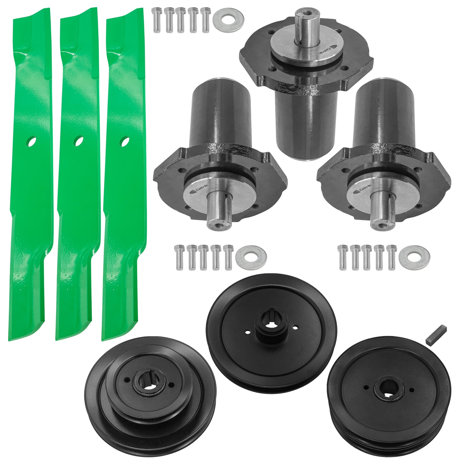 3 Spindle Assemblies + Pulley + Blade 69219700 spindle assembly for Ariens Gravely mower deck.