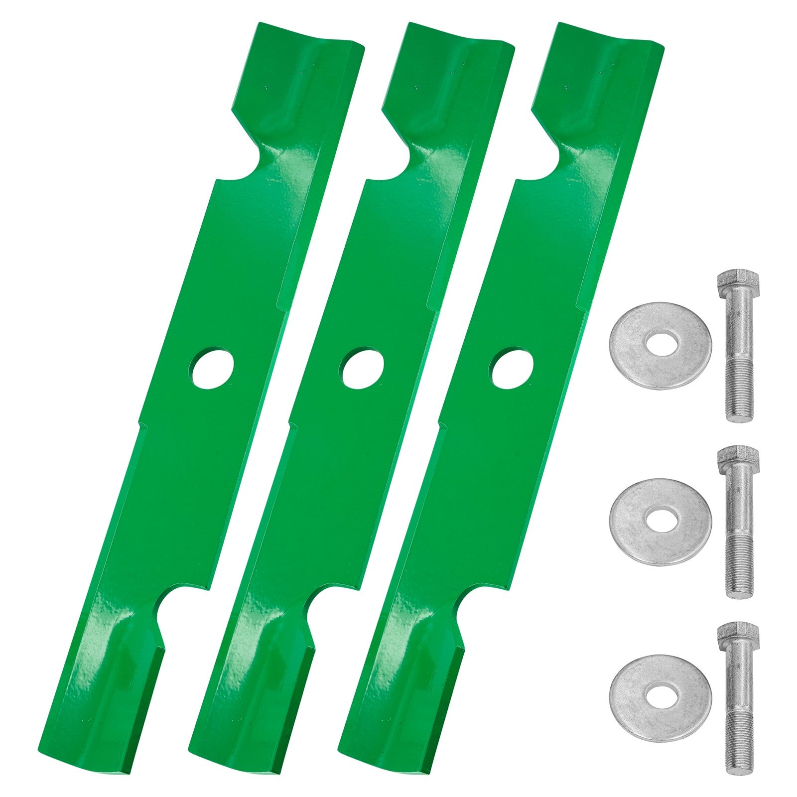 Mower Blades 103-6381 / 103-6381-S for Exmark 48-Inch Deck replacement mower blades 3-Pack with mounting bolts.