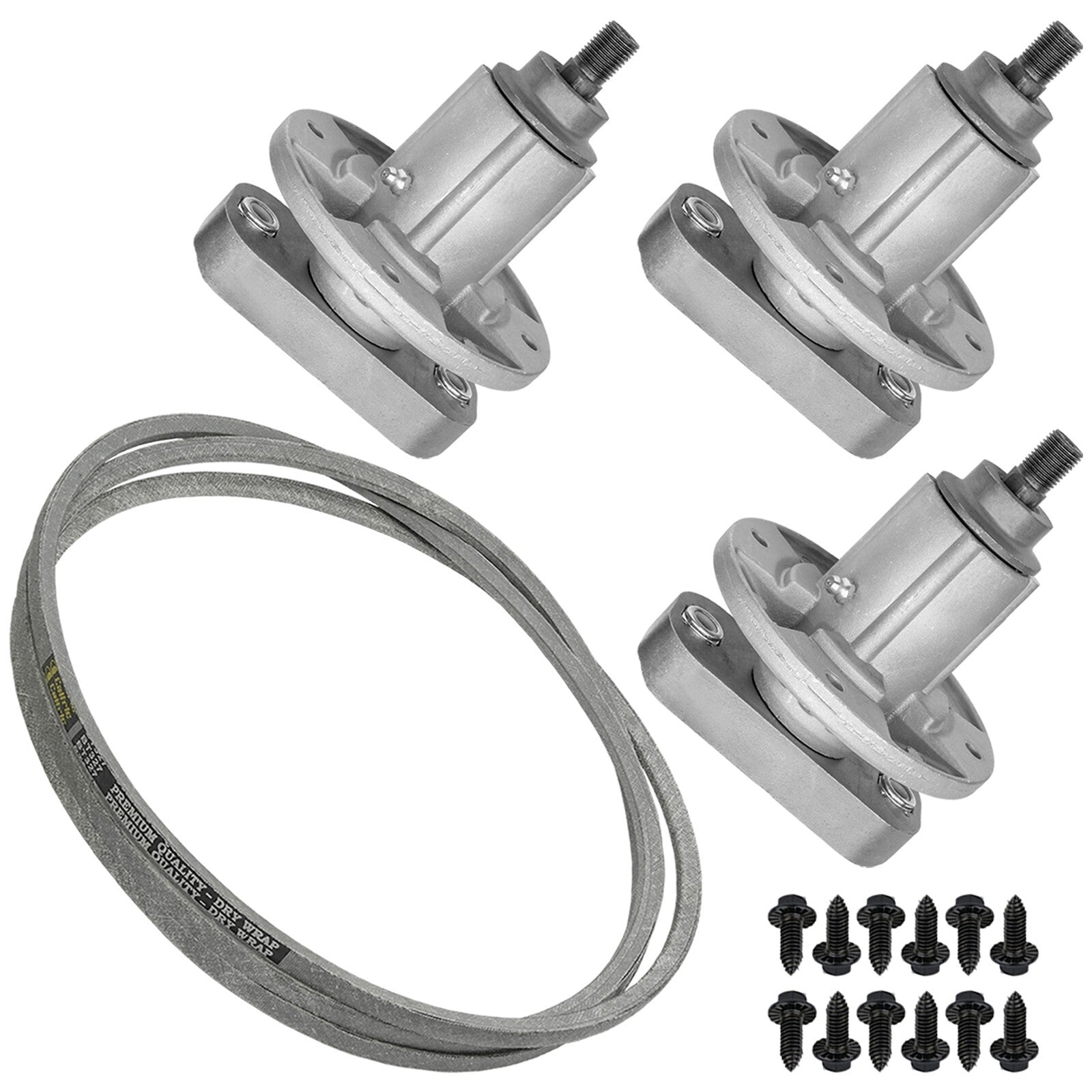 3 Spindle Assemblies + Belt GY20785 spindle assembly for John Deere mower deck.