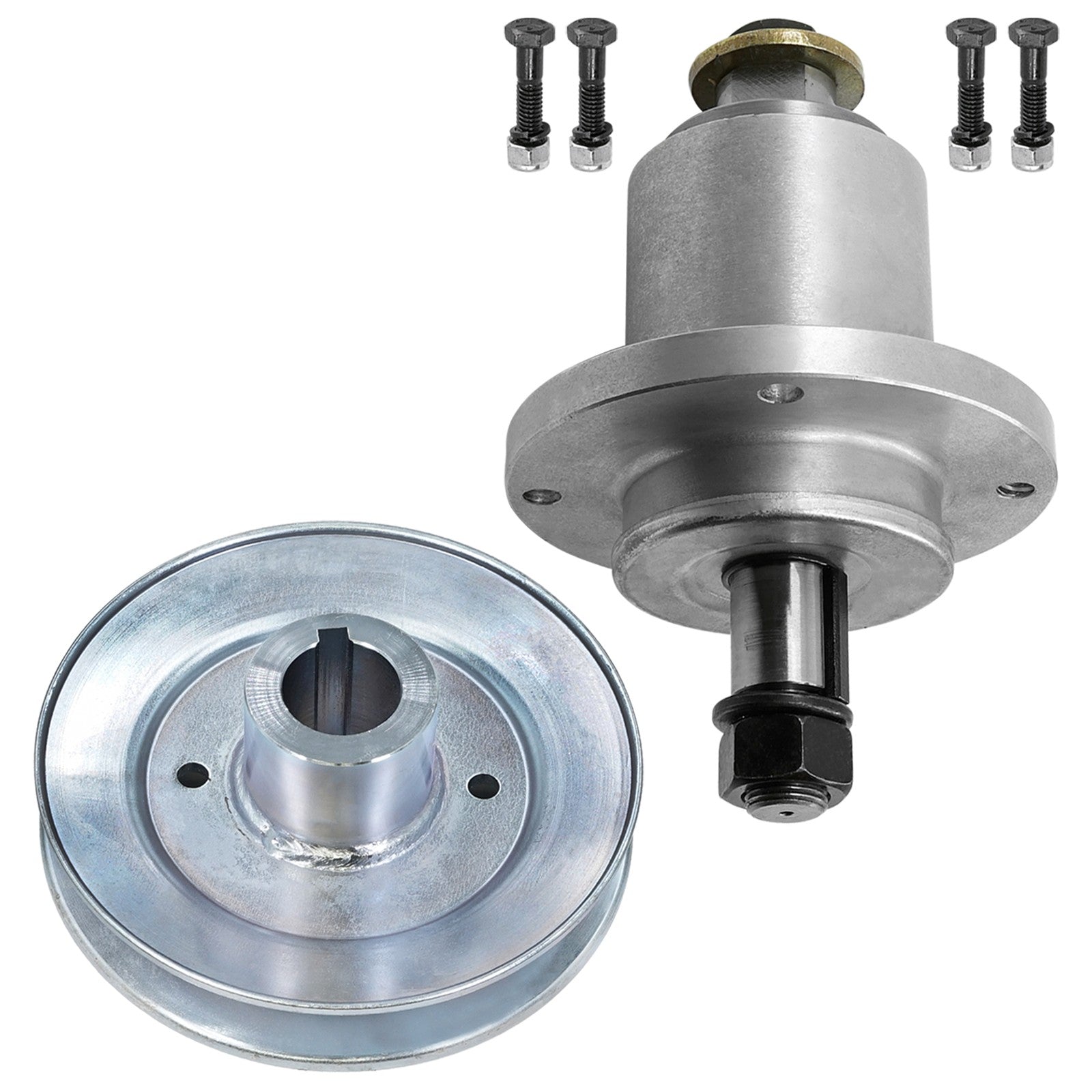 3 Spindle Assemblies + Pulley 461950 spindle assembly for Scag mower deck.