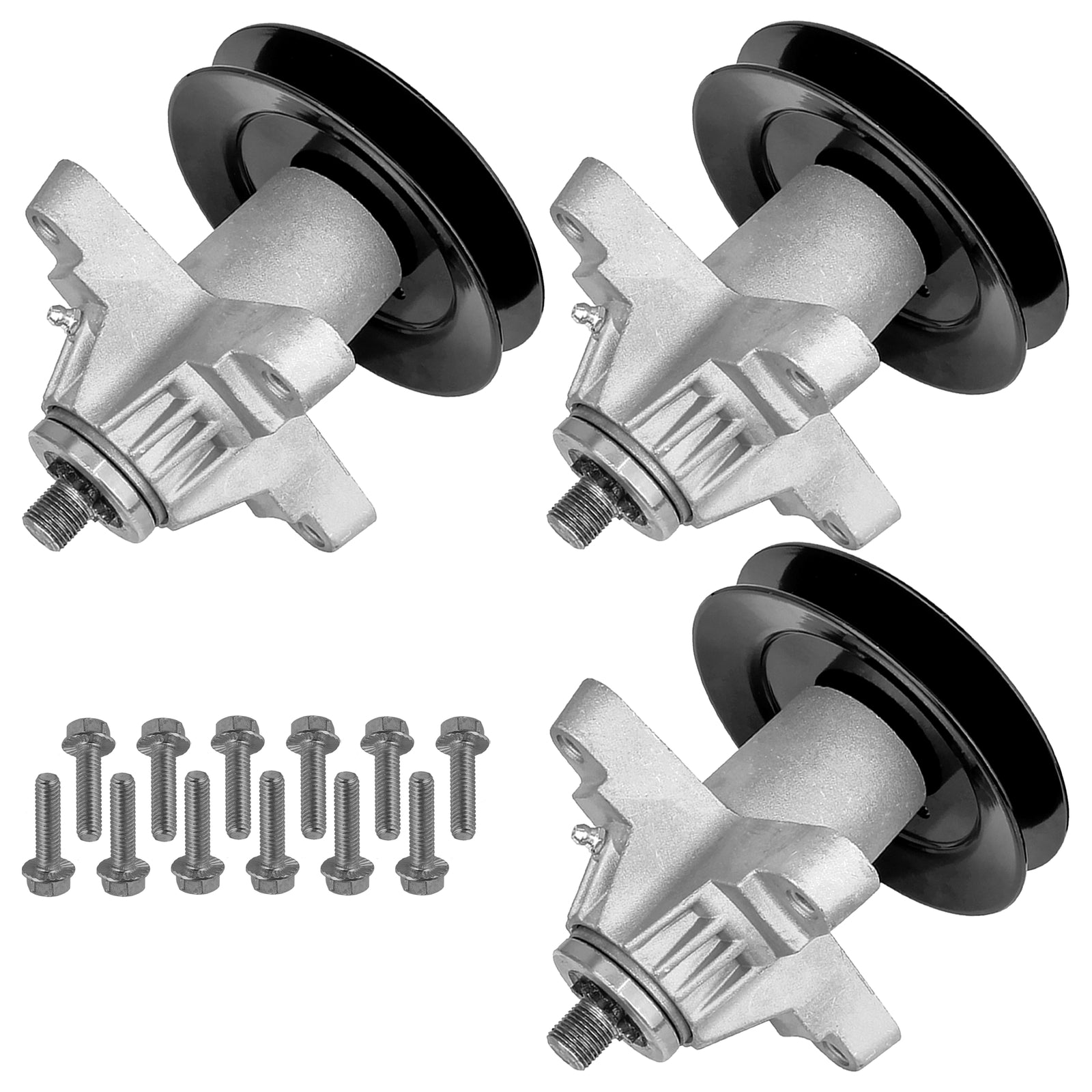 3 Spindle Assemblies + Pulley 618-04125 spindle assembly for MTD Cub Cadet mower deck.