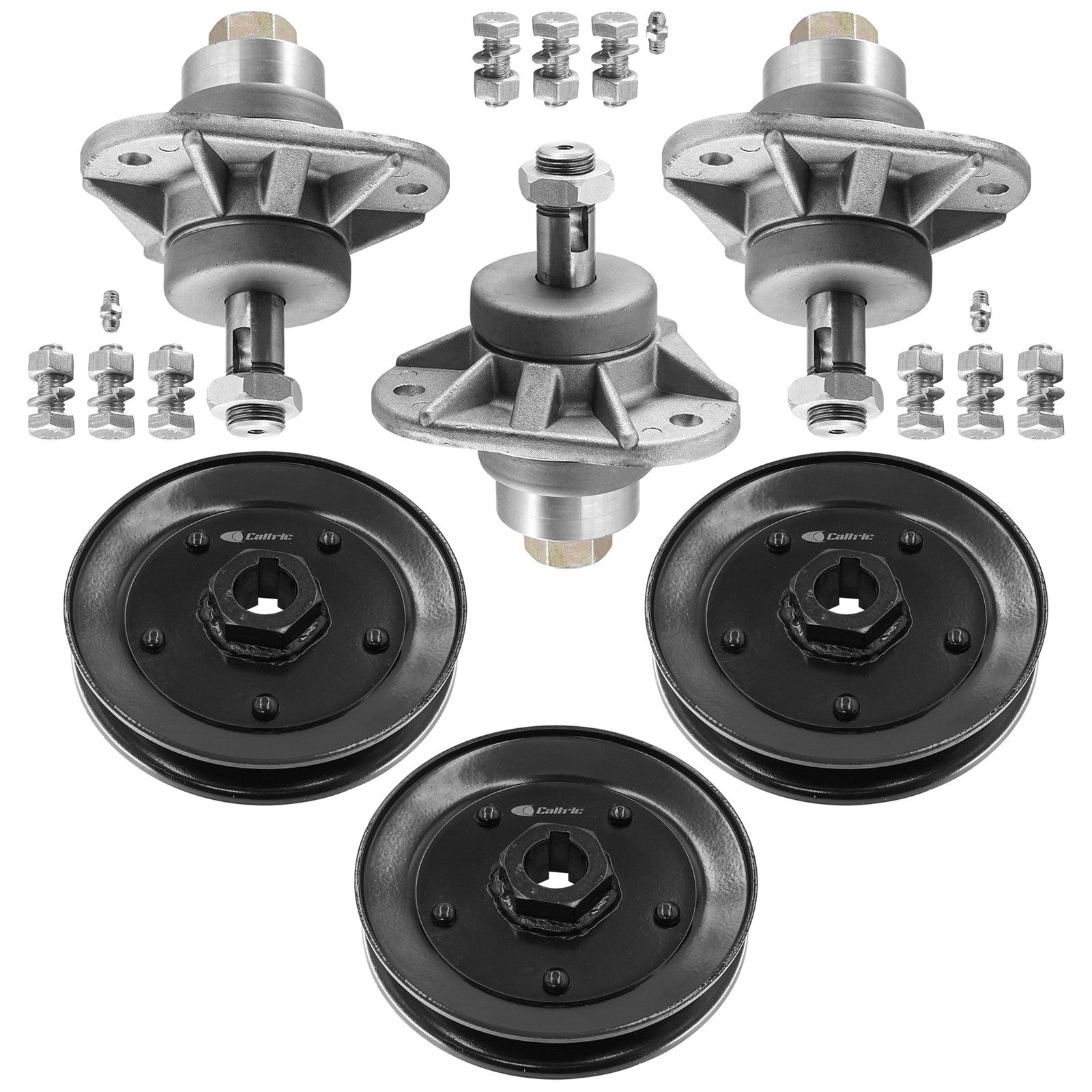 3 Spindle Assemblies + Pulley 759-3413759-3294P spindle assembly for Cub Cadet mower deck.