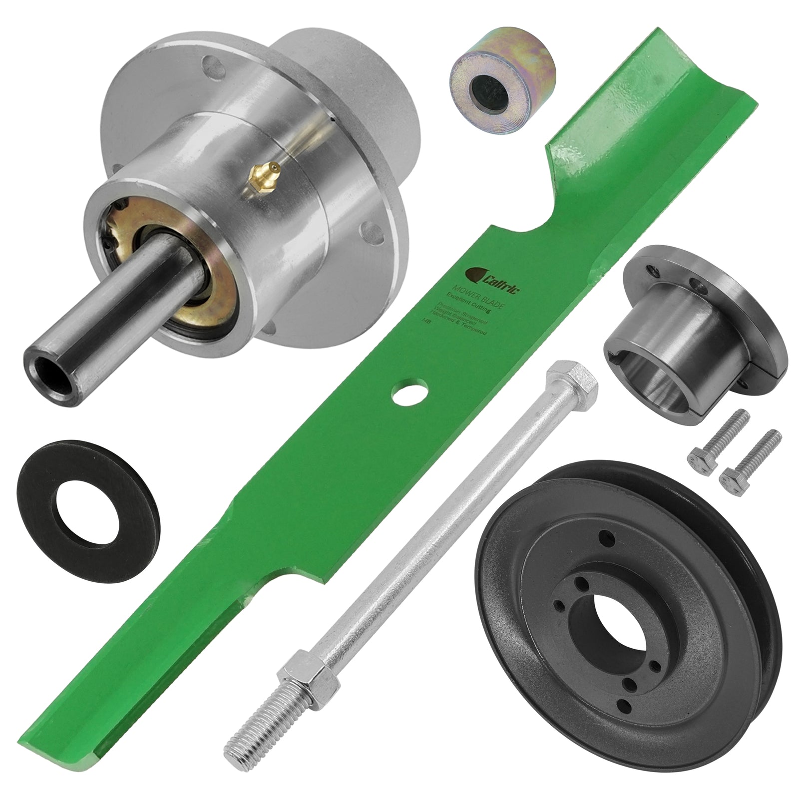 1 Spindle Assembly + Pulley + Blade 46400 spindle assembly for Scag Ariens mower deck.