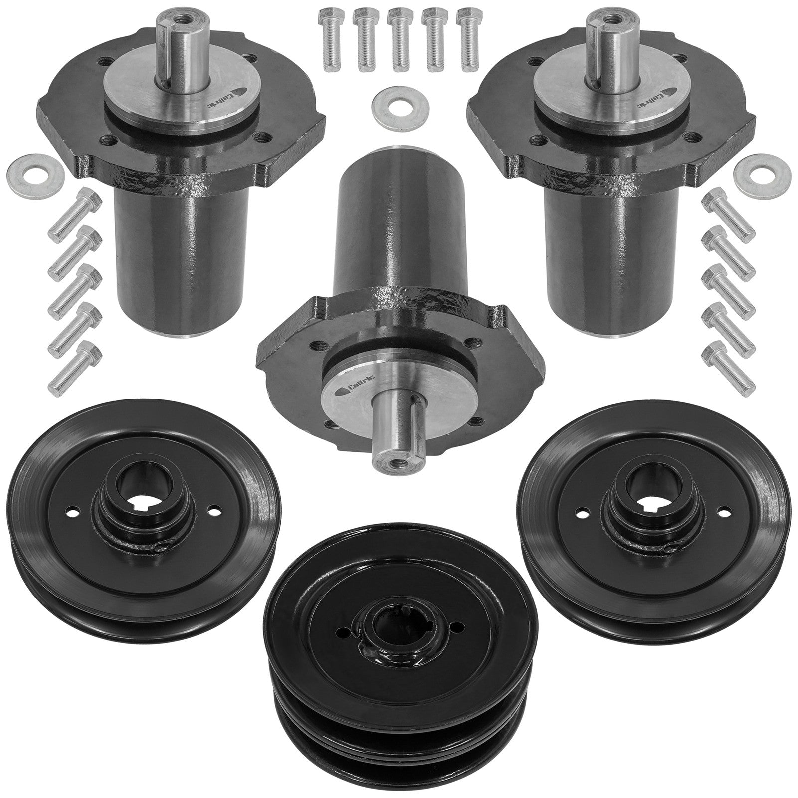 3 Spindle Assemblies + Pulley 59125000 spindle assembly for Gravely Ariens mower deck.