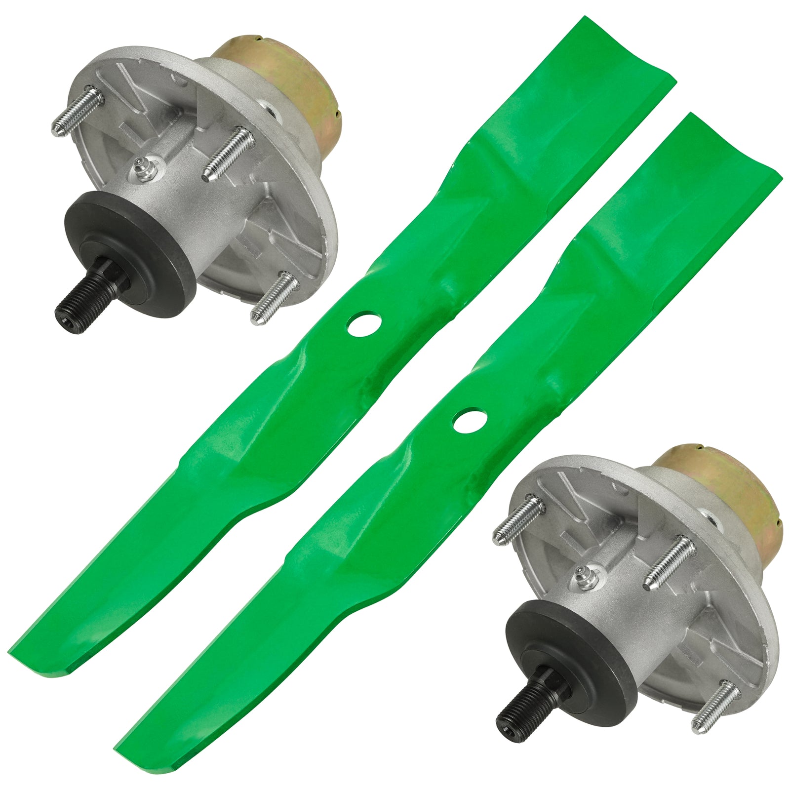 2 Spindle Assemblies + Blade AM144608 spindle assembly for John Deere Toro mower deck.