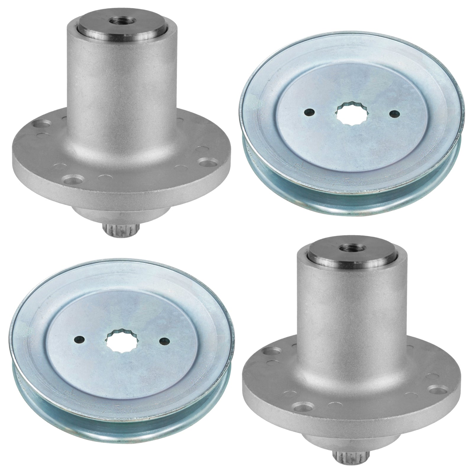 2 Spindle Assemblies + Pulley 607418 spindle assembly for Hustler John Deere mower deck.