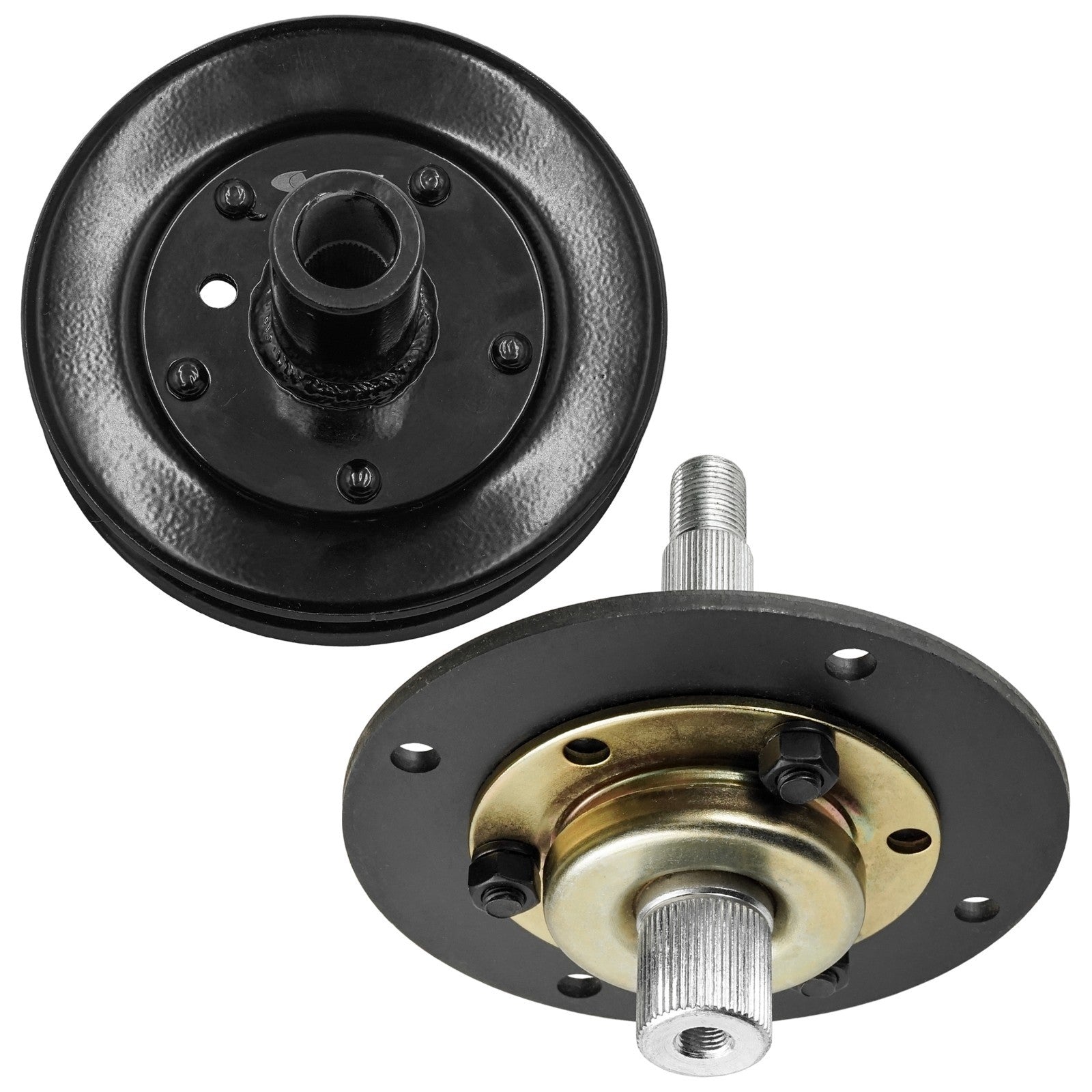 1 Spindle Assembly + Pulley 717-0906 spindle assembly for MTD White Outdoor mower deck.