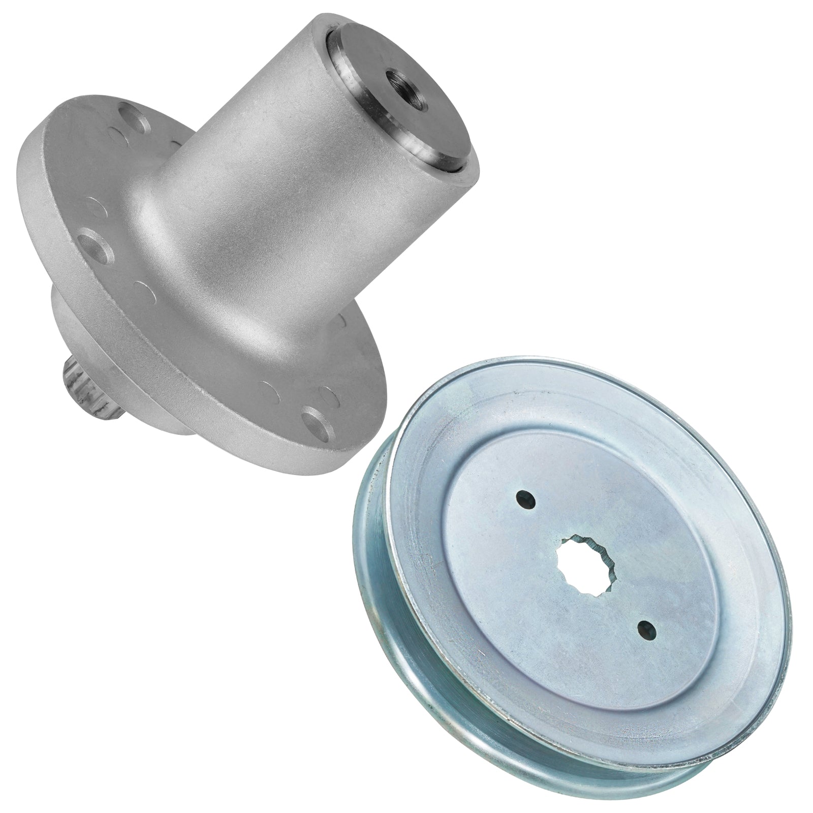 1 Spindle Assembly + Pulley 607418 spindle assembly for Hustler John Deere mower deck.