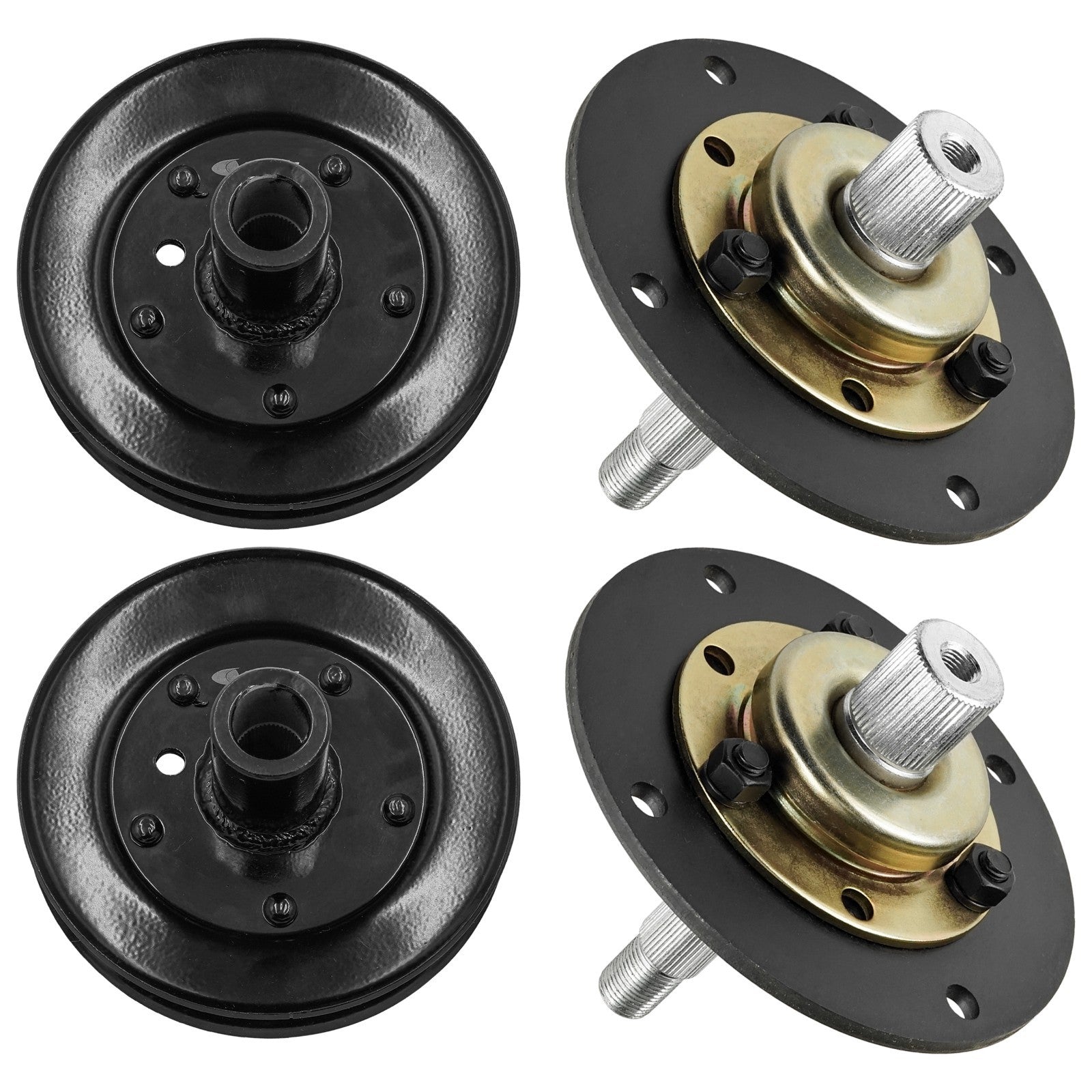 2 Spindle Assemblies + Pulley 717-0906 spindle assembly for MTD White Outdoor mower deck.