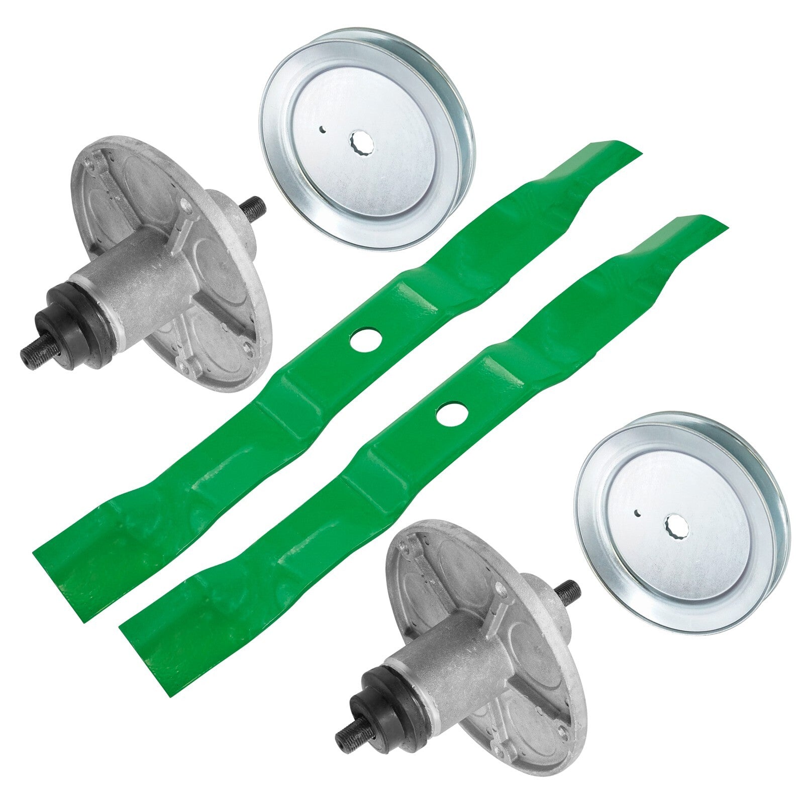 2 Spindle Assemblies + Pulley + Blade 1001200MA spindle assembly for Murray John Deere mower deck.