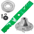 1 Spindle Assembly + Pulley + Blade TCA17517 spindle assembly for John Deere mower deck.
