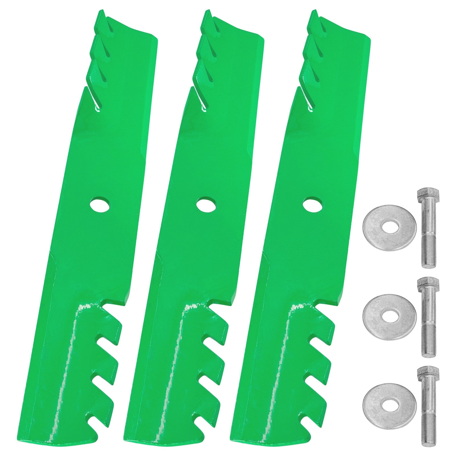 Mower Blades 103-1577 / 103-1577-S for Exmark 48-Inch Deck replacement mower blades 3-Pack with mounting bolts.