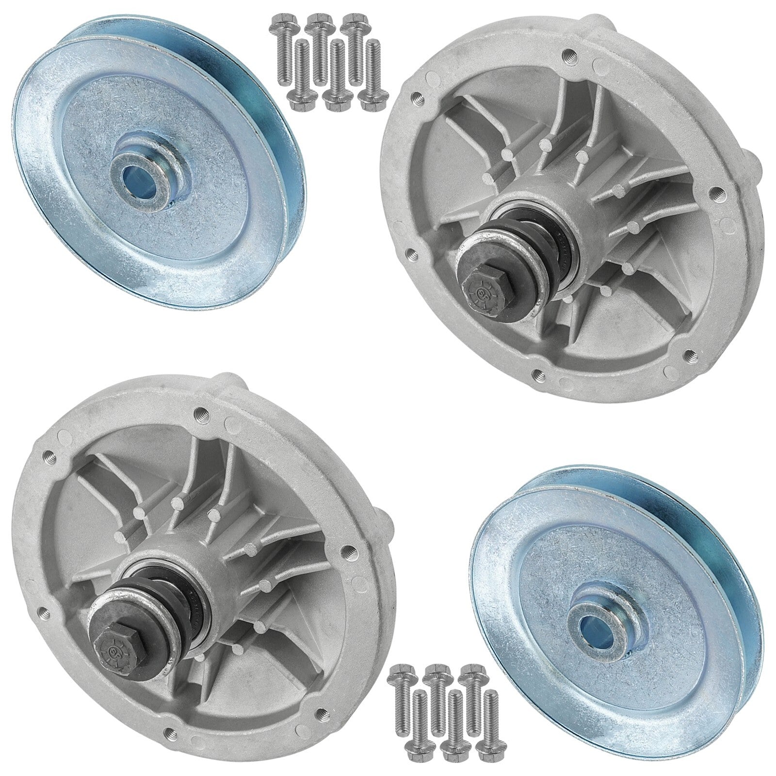 2 Spindle Assemblies + Pulley 121-5681 spindle assembly for Exmark John Deere mower deck.