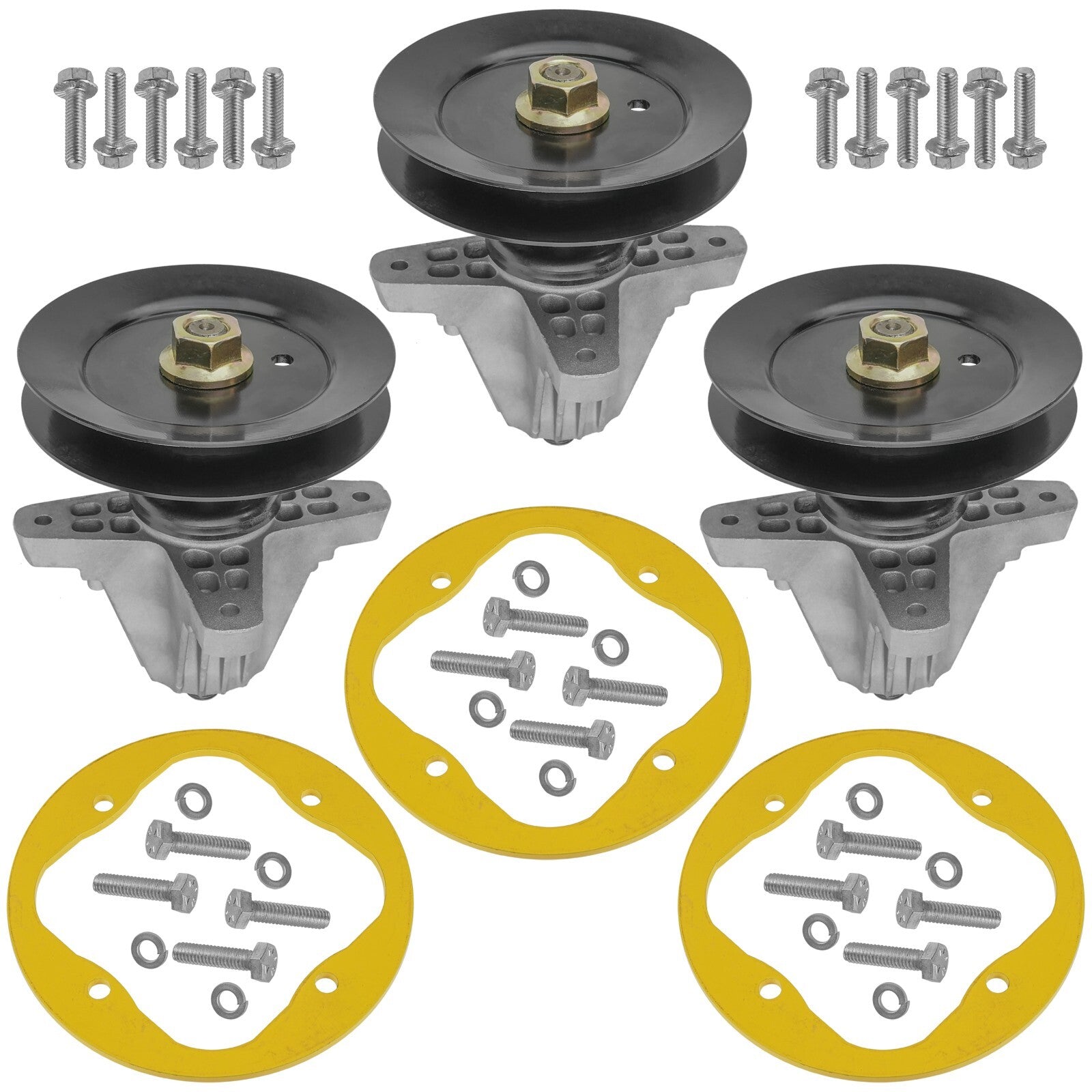 3 Spindle Assemblies + Pulley 618-06978 spindle assembly for Cub Cadet MTD mower deck.