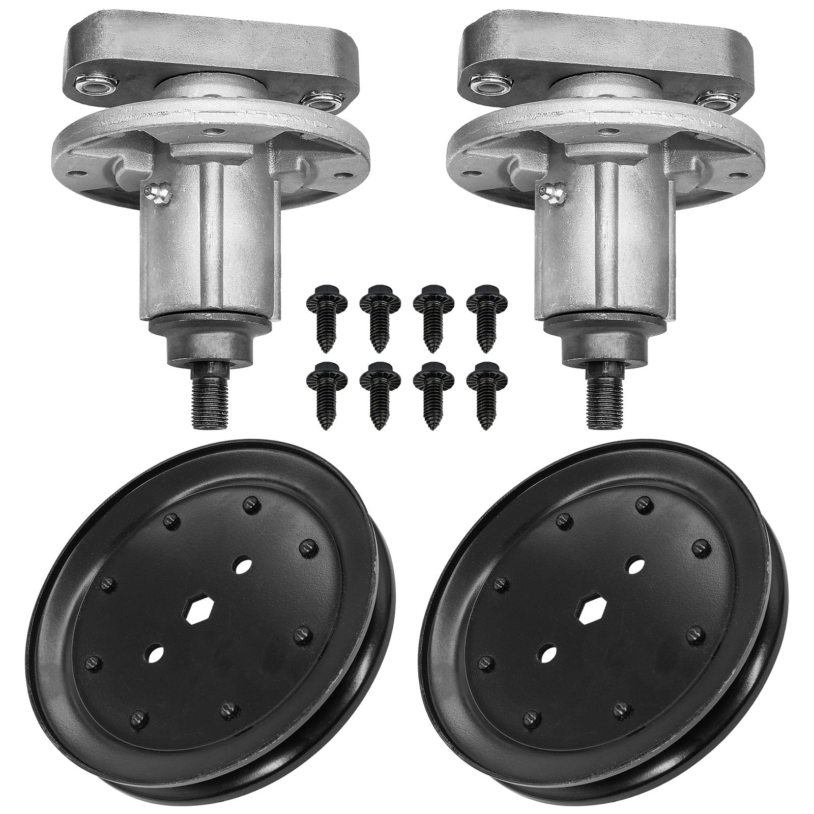 2 Spindle Assemblies + Pulley GY20785 spindle assembly for John Deere mower deck.