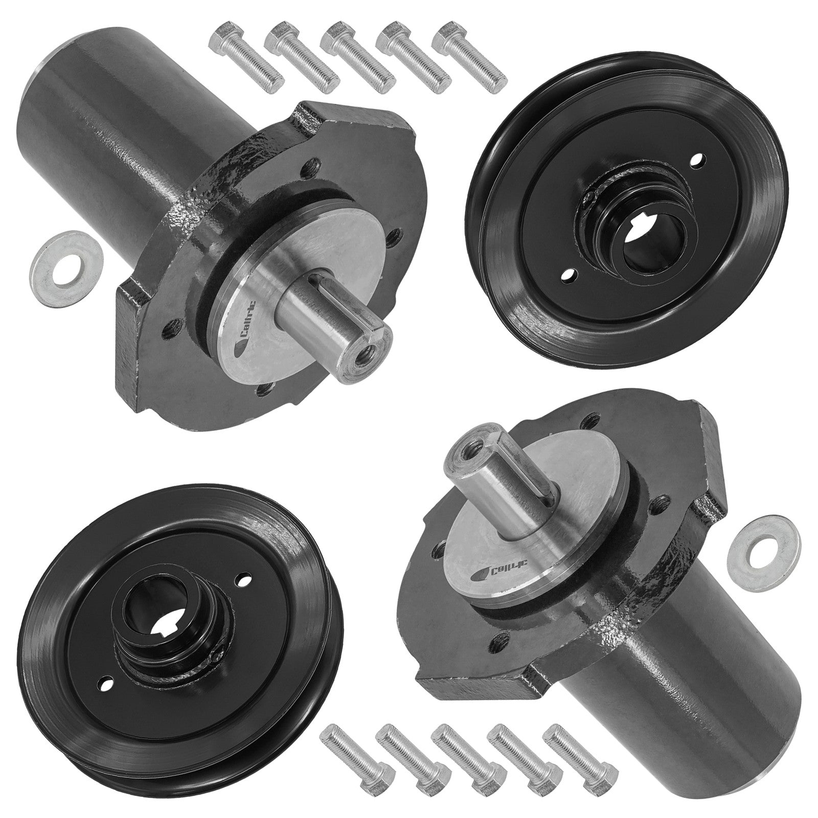 2 Spindle Assemblies + Pulley 59125000 spindle assembly for Gravely Ariens mower deck.