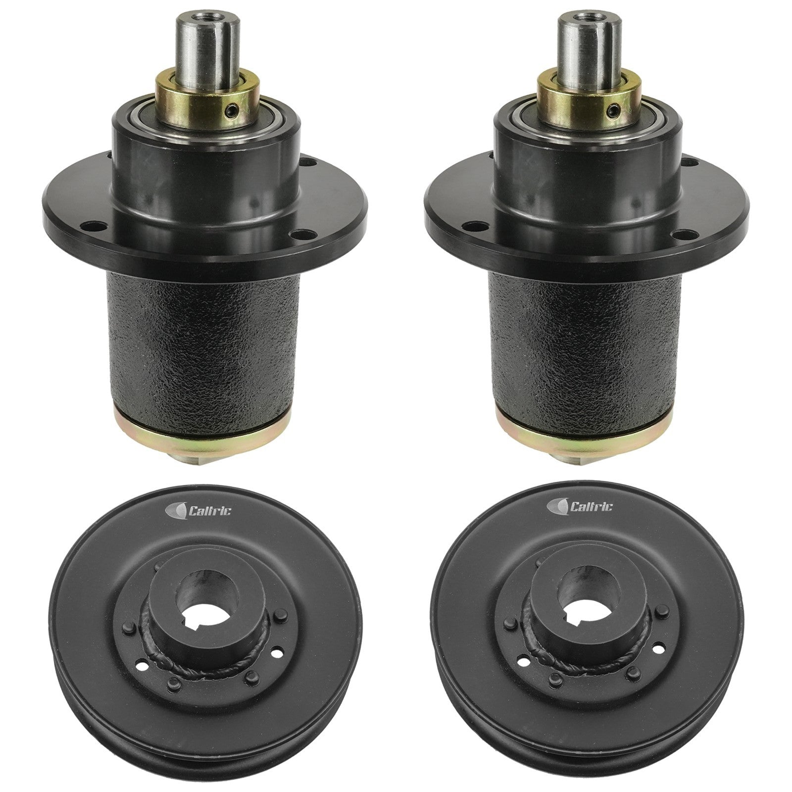 2 Spindle Assemblies + Pulley 037-6015-00 spindle assembly for Bad Boy Husqvarna mower deck.
