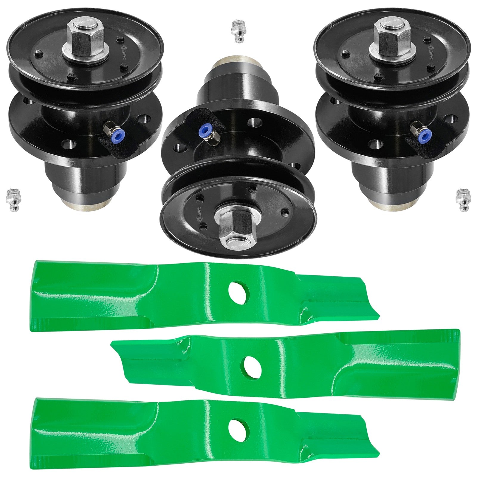 3 Spindle Assemblies + Blade 315-377S spindle assembly for Land Pride John Deere mower deck.