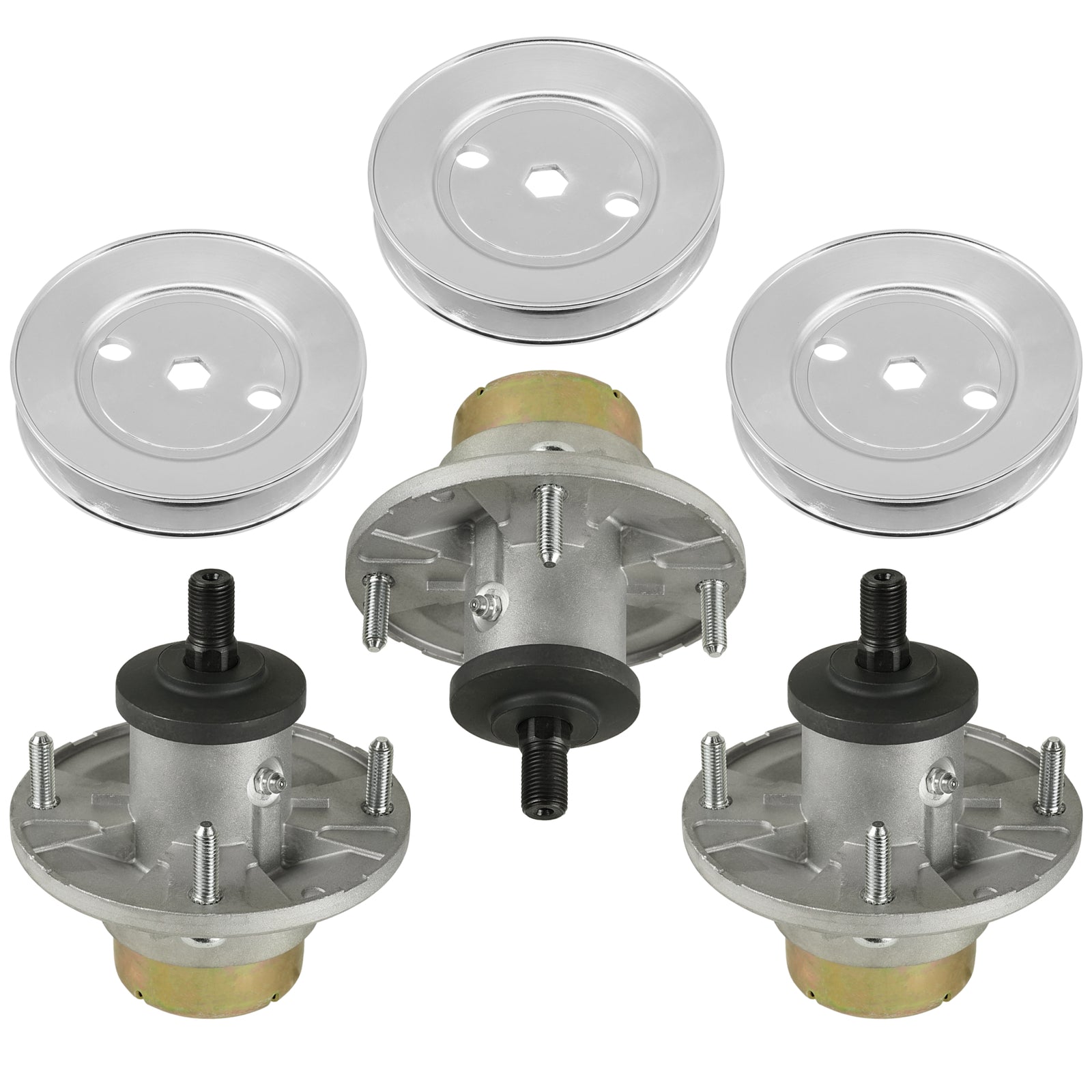 3 Spindle Assemblies + Pulley AM144608 spindle assembly for John Deere Toro mower deck.