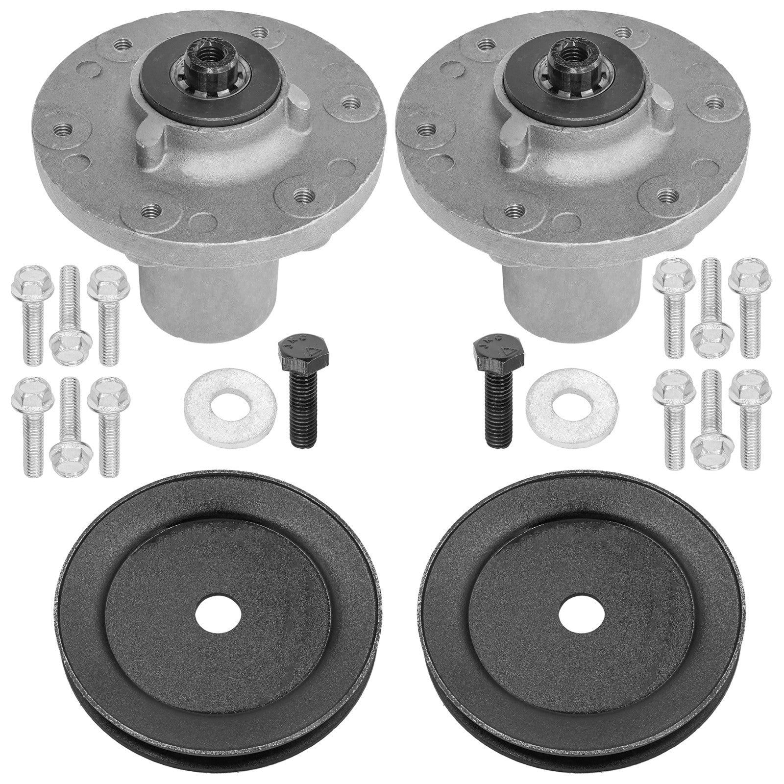 2 Spindle Assemblies + Pulley 84003173 spindle assembly for Snapper Ferris mower deck.