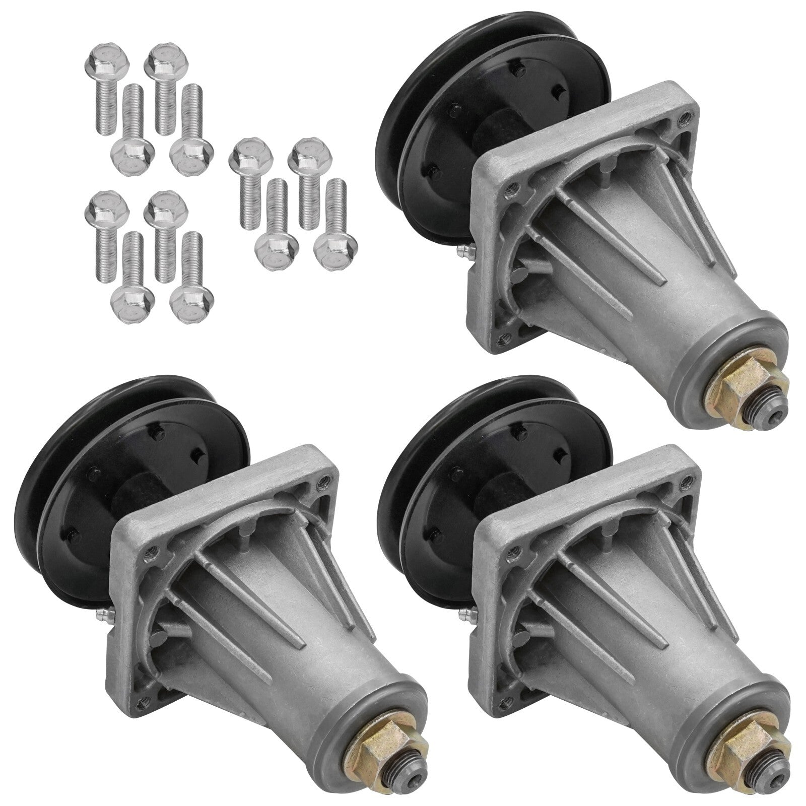 3 Spindle Assemblies + Pulley 918-06994A spindle assembly for Cub Cadet MTD mower deck.
