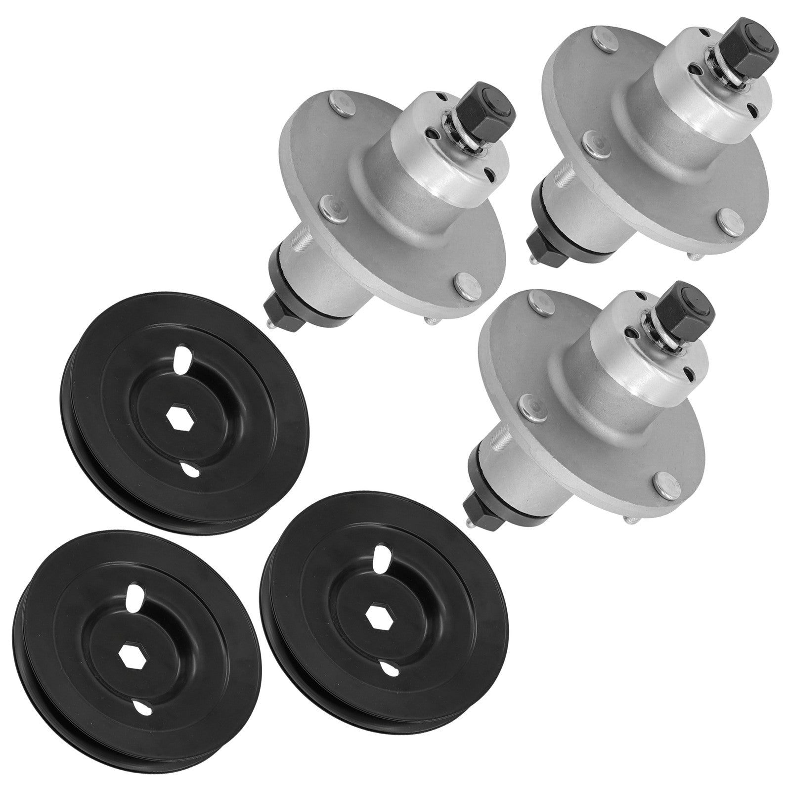 3 Spindle Assemblies + Pulley AM136733 spindle assembly for John Deere mower deck.