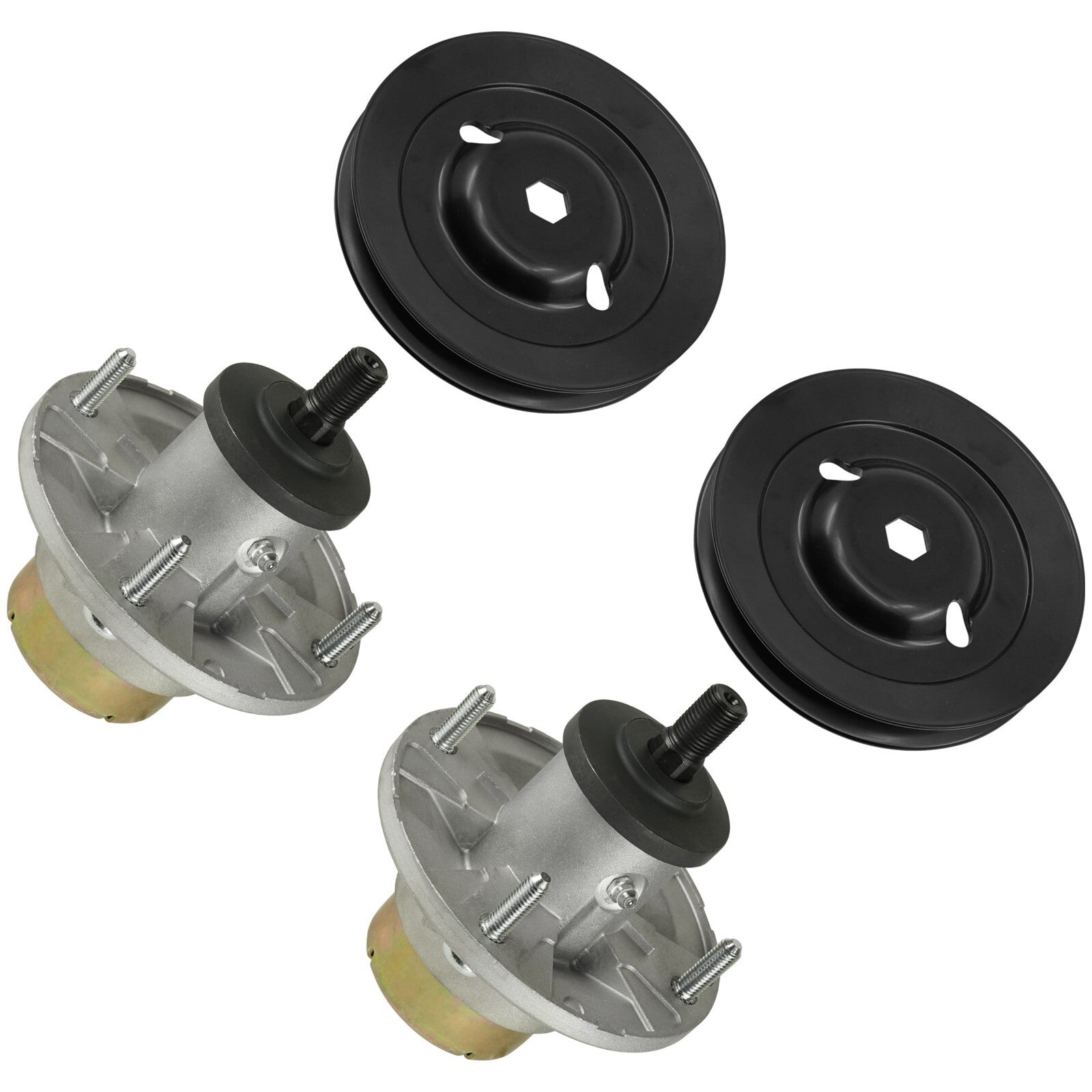 2 Spindle Assemblies + Pulley AM144608 spindle assembly for John Deere Toro mower deck.