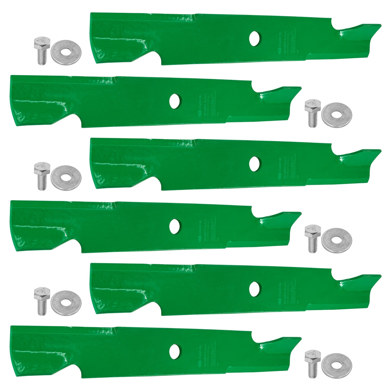 Mower Blades 1687440YP / 1737252BZYP - 52-Inch Deck replacement mower blades 6-Pack with mounting bolts.
